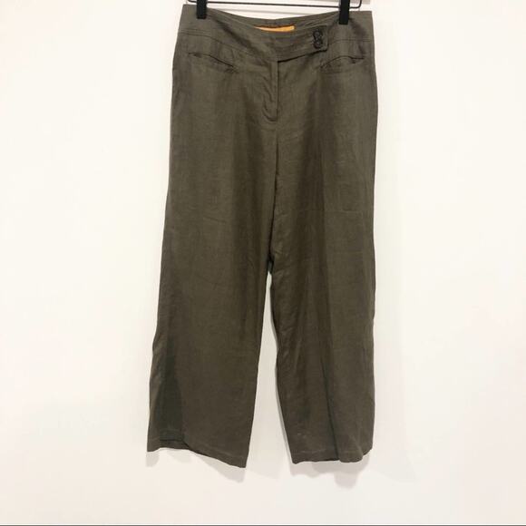 CYNTHIA Cynthia Steffe 100% linen brown cropped pants 4 - Picture 10 of 10
